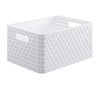 Rotho Country Boîte de rangement 18l en rotin, Plastique (PP) sans BPA, blanc, A4/18l (36.8 x 27.8 x 19.1 cm)