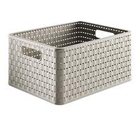 Rotho Country Boîte de rangement 18l en rotin, Plastique (PP) sans BPA, cappuccino, A4/18l (36.8 x 27.8 x 19.1 cm)