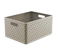 Rotho Country Boîte de rangement 28l en rotin, Plastique (PP) sans BPA, cappuccino, A4+/28l (43.0 x 33.0 x 21.5 cm)