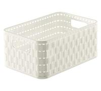 Rotho Country Boîte de rangement 4l en rotin, Plastique (PP) sans BPA, blanc, A6+/4l (23.7 x 15.8 x 10.8 cm)