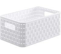 Rotho Country Boîte de rangement 6l en rotin, Plastique (PP) sans BPA, blanc, A5/6l (28.0 x 18.5 x 12.6 cm)