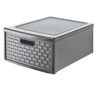 Rotho Country Boîte à tiroirs 19,2l avec 1 tiroir en rotin, Plastique (PP) sans BPA, anthracite, groß/19.2l (45.0 x 34.0 x 20.0 cm)
