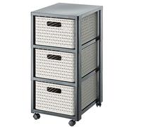 Rotho Country Conteneur à roulettes avec 3 tiroirs, Plastique (PP) sans BPA, cappuccino, 3 x A4/18l (37.5 x 32.5 x 71.2 cm)