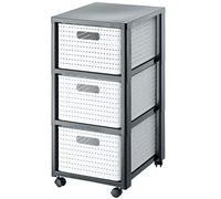 Rotho Country Conteneur roulant à 3 tiroirs, Plastique (PP) sans BPA, blanc, 3 x A4/18l (37,5 x 32,5 x 71,2 cm)