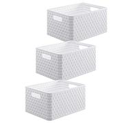 Rotho Country Ensemble de 3 boîtes de rangement 18l en rotin, Plastique (PP) sans BPA, blanc, 3 x A4/18l (36.8 x 27.8 x 19.1 cm)