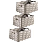 Rotho Country Ensemble de 3 boîtes de rangement 18l en rotin, Plastique (PP) sans BPA, cappuccino, 3 x A4/18l (36.8 x 27.8 x 19.1 cm)