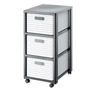 Rotho Conteneur roulant Country, 3 tiroirs, plastique sans BPA, blanc
