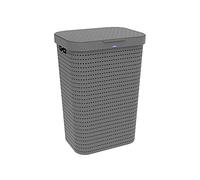 Rotho Panier à linge Country – 55 L, couvercle rotin, PP sans BPA, anthracite