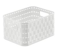 Rotho Country Panier de rangement 2l en rotin, Plastique (PP) sans BPA, blanc, A6/2l (18.3 x 13.7 x 9.8 cm)