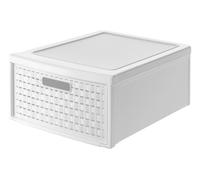 Rotho Country rangement bureau à tiroir 19,2 L effet rotin blanc en PP