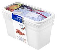 Rotho Domino Lot de 3 pots à congélation de 1,5 l avec motif inscriptible sur le couvercle, Plastique (PP) sans BPA, blanc, 3 x 1.5l (23.3 x 11.8 x 11.2 cm)