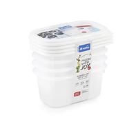Rotho Domino Lot de 5 bocaux à congélation de 0,2 l avec motif inscriptible sur le couvercle, Plastique (PP) sans BPA, blanc, 4 x 0.2l (11.7 x 7.5 x 5.3 cm)