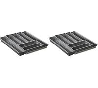 Rotho Domino Plateau à couverts avec 7 compartiments, Plastique (PP) sans BPA, anthracite, (39.7 x 34.1 x 5.1 cm) (Lot de 2)