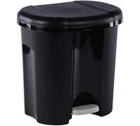 Rotho Duo Poubelle 2X 10 l pour la Séparation des Déchet s avec Couvercle et Pédale, Plastique (PP) sans BPA, Noir, 2 X 10 l (39,0 X 32,0 X 40,5 cm)