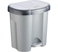 Rotho Duo Poubelle 2X 10 l pour la Séparation des Déchet s avec Couvercle et Pédale, Plastique (PP) sans BPA, Argent, 2 X 10 l (39,0 X 32,0 X 40,5 cm)