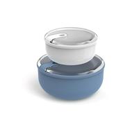 Rotho Ela Lot de 2 boîtes alimentaires rondes en plastique PP sans BPA Bleu/blanc 21,8 x 21,8 x 13,8 cm