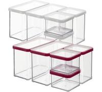 ROTHO Ensemble de pots de rangement LOFT, 5 pièces, transparent / rouge Rouge G