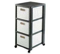 Rotho Country Conteneur roulant à 3 tiroirs, Plastique (PP) sans BPA, blanc, 3 x A4/18l (37,5 x 32,5 x 71,2 cm)