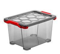 Rotho Evo Total Protection Boîte de Stockage 30L avec Couvercle, Plastique (PP) sans BPA, Anthracite/Rouge, 15L (39,3 x 28,3 x 23,0 cm)