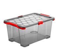 Rotho Evo Total Protection Boîte de Stockage 44L avec Couvercle, Plastique (PP) sans BPA, Anthracite/Rouge, 44L (59,0 x 39,5 x 28,0 cm)