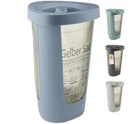 Rotho Fabu Support pour sac à déchets sac jaune avec couvercle, Plastique (PP recyclé), bleu, (40.0 x 40.0 x 62.1 cm)