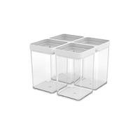 Rotho Fera Lot de 4 boîtes de conservation en plastique avec couvercle et joint d'étanchéité Sans BPA Transparent/blanc (4 x 1 l)
