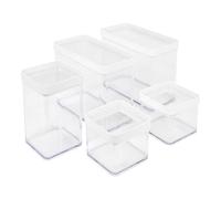 Rotho Fera Lot de 5 boîtes de conservation (0,5 + 2,1 + 1 l) en plastique (PP) sans BPA Transparent (32,3 x 22,3 x 17,4 cm)