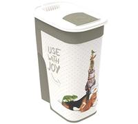Rotho Flo Boîte d'aliments pour animaux domestiques de 4,1l avec couvercle et rabat pour un dosage pratique, Plastique (PP) sans BPA, anthracite/blanc, 4.1l (19.5 x 13.6 x 27.0 cm)