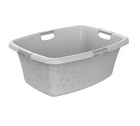 Rotho Flowers Bac à linge 50l avec 4 poignées, Plastique (PP) sans BPA, gris, 50l (65.1 x 48.6 x 26.2 cm)