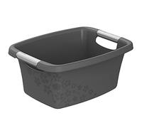 Rotho Flowers Panier à linge 12l, Plastique (PP) sans BPA, anthracite, 12l (39.5 x 29.4 x 17.5 cm)