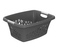 Rotho Flowers Panier à linge 25l avec 2 poignées, Plastique (PP) sans BPA, anthracite, 25l (50.5 x 38.3 x 21.8 cm)