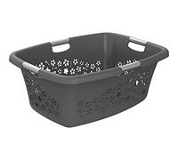 Rotho Flowers Panier à linge 50l avec 4 poignées, Plastique (PP) sans BPA, anthracite, 50l (65.1 x 48.6 x 26.2 cm)