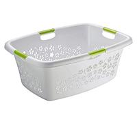 Rotho Flowers Panier à linge 50l avec 4 poignées, Plastique (PP) sans BPA, gris, 50l (65.1 x 48.6 x 26.2 cm)