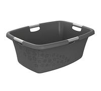Rotho Flowers Panier à linge 50l, Plastique (PP) sans BPA, anthracite, 50l (65.1 x 48.6 x 26.2 cm)