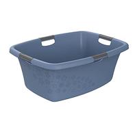Rotho Flowers Panier à linge 50l, Plastique (PP) sans BPA, bleu, 50l (65.1 x 48.6 x 26.2 cm)