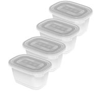 Rotho Freeze Ensemble de 4 pots à congélation de 0,75l avec couvercle, Plastique (PP) sans BPA, transparent, 4 x 0.75l (15.5 x 11.0 x 13.4 cm)