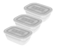 Rotho Freeze Lot de 3 bocaux à congélation de 1l avec couvercle, Plastique (PP) sans BPA, transparent, 3 x 1l (19.5 x 13.5 x 10.0 cm)