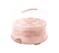 Rotho Fresh Cloche à gâteau haute avec plateaux, plastique de qualité alimentaire (PP) sans BPA, rose, 35,5 x 34,5 x 26,0 cm