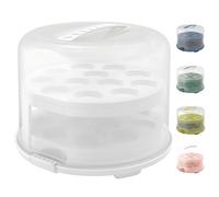 Rotho Fresh Cloche à gâteau haute avec plateaux, plastique de qualité alimentaire (PP) sans BPA, blanc/transparent, 35,5 x 34,5 x 26 cm