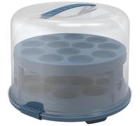 Rotho Fresh Cloche à gâteau haute avec plateaux, plastique de qualité alimentaire (PP) sans BPA, bleu/transparent, 35,5 x 34,5 x 26,0 cm