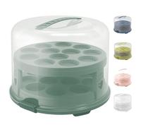 Rotho Fresh Cloche à gâteau haute avec plateaux, plastique de qualité alimentaire (PP), sans BPA, turquoise/transparent, 35,5 x 34,5 x 26 cm