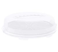 Rotho Fresh cloche à gâteau plate avec capuchon et poignée de transport, Plastique (PP) sans BPA, blanc/transparent, (35.5 x 34.5 x 11.6 cm)