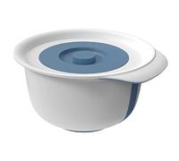 Rotho Fresh saladier avec couvercle 1,2 L + 4 L en plastique blanc bleu | Saladier plastique, bol plastique 1,2 L, grand saladier 4 L, poignée, anneau antidérapant, protection anti-éclaboussures