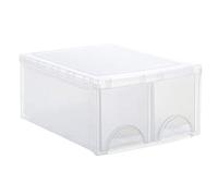 Rotho Frontbox Boîte à tiroirs avec 2 tiroirs | Rangement bureau et maison | Combinable avec d'autres tailles | Haute qualité | Facile à nettoyer | Transparent
