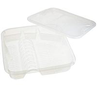 Rotho Geometric Egouttoir avec bac d'égouttage, Plastique (PP) sans BPA, transparent, (39.5 x 39.5 x 8.0 cm)