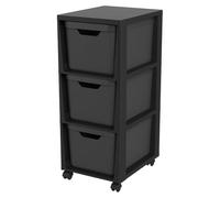 Rotho Jive meuble de rangement à 3 boîtes de rangement 3 x 16 L mobile noir