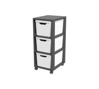 Rotho Jive Meuble de rangement roulant avec 3 tiroirs 3 x 16 L blanc noir