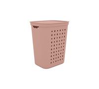 Rotho Jona Panier à linge 55 l avec couvercle, plastique (polypropylène recyclé), rose, 55 l (43,2 x 35,5 x 53,3 cm)