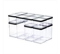 Rotho LOFT bac de rangement boite hermetique alimentaire 12 pièces noir | Boite de rangement plastique, boite plastique transparente, formats modulables, joint en silicone, empilables, lave-vaisselle