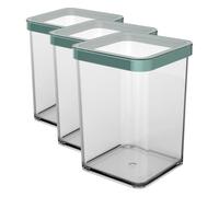 Rotho Loft Boîte de Conservation Carrée 1l avec Couvercle et Joint, Plastique (SAN) Sans BPA, Turquoise/Transparent, 1l (10.0 x 10.0 x 14.2 cm) (Lot de 3)